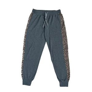 Splendid Gray Black Leopard Mid-Rise Jogger Pants Soft Lounge Womens Pajama XS